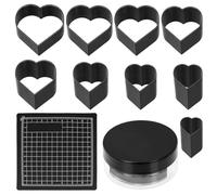 Glarks 9pcs 9 tailles cuir en forme de coeur Cutter Set, Outil de coupe de trou en cuir, cuirs coupes meurt Kit avec tapis, acier au carbone un trou cuirs outils de coupes
