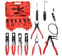 Glarks 9PCS rouge flexible tuyau pince pince Kit, longue extension ressort fil pince pince pince tuyau pince kit de démontage pour le remplacement des tuyaux de carburant, d'huile et d'eau