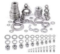 Glarks Assortiment de 150 écrous hexagonaux en acier inoxydable 304 #6-32, rondelles de verrouillage et rondelles plates pour vis et boulons, tailles SAE