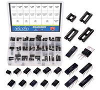 Glarks Assortiment de 169 puces IC opamp, oscillateur, pwm, PC817, NE555, LM358, LM324, JRC4558, LM393, LM339, NE5532, LM386, TDA2030, TDA2822, PT2399, UC3842, UC3. 843, UL. N2003, ULN2803.