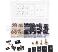 Glarks Assortiment de 170 clips en U et vis, 5 tailles d'écrous à clipser en U avec kit de vis de montage pour sécuriser les fils et les câbles