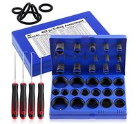 Glarks Assortiment de 411 joints toriques universels SAE de 32 tailles comprenant 407 joints toriques NBR en caoutchouc nitrile et 4 crochets pour réparation de plomberie, connexions d'étanchéité