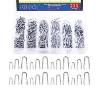 Glarks Ensemble de 300 pièces de clous de clôture en fil métallique galvanisé robuste, 3 tailles, clous en U pour clôture tissée et maillage métallique