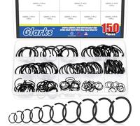 Glarks GB895.2 Lot de 150 anneaux ronds en C 65 Mn métriques 10 tailles 10 mm à 26 mm Assortiment d'anneaux ronds pour tiges
