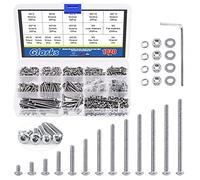 Glarks Kit d'Assortiment de Vis M3 en Acier Inoxydable 304 - Têtes Semi-Rondes et Hexagonales Creuses, Écrous, Rondelles - Avec Clé Hexagonale pour Machines, Meubles, Réparation