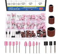 Glarks Kit de 136 pièces de points de pierre abrasifs pour meulage et tambours à poncer, disques de polissage et de roues de polissage, manchons de ponçage pour tambour avec mandrins pour outil