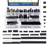 Glarks Kit de 147 pièces de 2,54 mm d'en-tête femelle à double rangée d'aiguilles longues et courtes empilables et 2 x 20 broches droites et 90 degrés pour bouclier de prototype Arduino