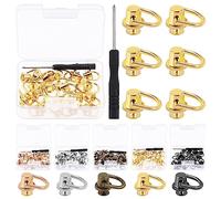 Glarks Kit de 41 rivets en D dorés avec tête de poteau en forme de boule en métal - Rivets ronds rotatifs avec tournevis pour sacs, ceintures, bricolage du cuir