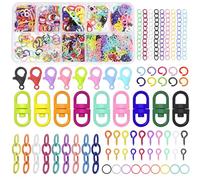 Glarks Kit de 415 accessoires de fabrication de porte-clés multicolores, crochets à œillets avec anneaux ouverts et rallonges de chaîne, crochets de fixation de collier pour travaux manuels et