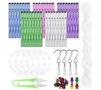 Glarks Kit de 65 carillons colorés Comprenant 40 Tubes de Carillon à Vent de 8 cm et 5 Couleurs, 15 Cloches de Couleurs mélangées, 4 Crochets pivotants, Fil de Fil de 20 m et Ciseaux pour décoration