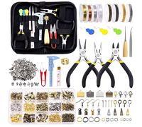 GLARKS Kit de fabrication de bijoux 950 pièces avec outils, pinces, fils, apprêts, outils de mesure pour boucles d'oreilles, colliers, réparation