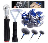 Glarks Kit de réparation de pneus de 26 pièces comprenant 1 rouleau de réparation de pneu, 1 grattoir de doublure intérieure de pneu et 24 bouchons de réparation de pneus de 4 mm/6 mm/9 mm pour