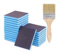Glarks Le kit de 21 éponges de ponçage grain 150 comprend 20 blocs de ponçage réutilisables et lavables de 120 x 100 x 12 mm avec 1 pinceau pour bois, métal, peinture et cloison sèche