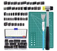 Glarks Le kit d'outils Lochstanzer de 55 pièces comprend 52 formes, un trou, un jeu de coupe-trous creux, un couteau à trancher à 5 lames, un maillet en caoutchouc et un tapis de découpe A5 pour le