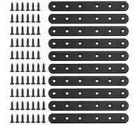 Glarks Lot de 10 équerres d'angle plates et droites en métal noir de 160 mm avec 45 vis pour meubles en bois (160 x 20 x 3 mm)