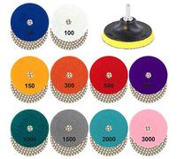 Glarks Lot de 10 patins de polissage en diamant mouillé avec crochet et crochet de 10,2 cm avec tige de 6,35 cm pour granit, pierre, béton, marbre, travertin.