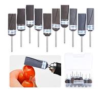 Glarks Lot de 10 tambours de ponçage, manchons de ponçage, points de meulage abrasifs, embouts de polissage cylindriques pour outil rotatif 180/240/320/400/600/800/1000/1200/1500/2000