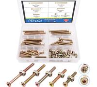 Glarks Lot de 100 boulons à tête hexagonale M6 en zinc plaqué avec écrous cylindriques - 35 mm/45 mm/55 mm/65 mm/75 mm