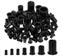 Glarks Lot de 100 écrous à rivets #10-24UNC en acier au carbone plaqué zinc noir à tête plate