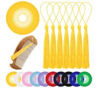 Glarks Lot de 100 pompons pour marque-page - Petits pompons soyeux faits à la main en fil doux et soyeux avec boucle pour cordon - Pour la fabrication de bijoux, les loisirs créatifs, la décoration