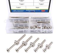 Glarks Lot de 100 vis à tête hexagonale M6 x 40 mm/50 mm/60 mm/70 mm/80 mm pour meubles, berceaux, chaises Plaqué nickel