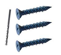 Glarks Lot de 102 vis à béton Phillips à tête plate bleue 3/16", 5 tailles, très résistantes avec livre de perçage, pour ancrage de maçonnerie, bloc, brique, (1/4 x 1-1/4")