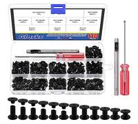 Glarks Lot de 110 rivets en cuir M5 x 4/5/6/8/10/12 mm taille Chicago Button reliure, vis à clous pour loisirs créatifs