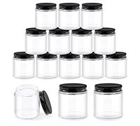 Glarks Lot de 12 bocaux ronds en verre transparent avec couvercle intérieur et couvercles noirs pour ranger crèmes, produits de beauté, cosmétiques et pommades 118 ml