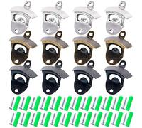 Glarks Lot de 12 décapsuleurs muraux argent/bronze/noir pour bouchon de bière, bouteille de coca, vin, soda et cuisine, café, bars avec vis de montage (argenté/bronze/noir)