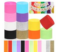 Glarks Lot de 12 rouleaux de papier crépon pour anniversaire, fiançailles, mariage, fête prénuptiale, Saint-Valentin, décorations de fête à thème lilas - 25 m