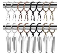 Glarks Lot de 120 anneaux de rideau en métal de 30 x 3,5 mm avec crochets à épingle et crochets en acier inoxydable pour rideau de fenêtre, porte, rideau de douche (noir)