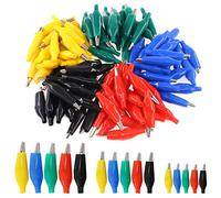 Glarks Lot de 120 pinces crocodiles de 28 mm, 35 mm, 45 mm pour test électrique avec housse d'isolation de protection (noir, rouge, jaune, bleu, vert)