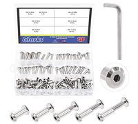 Glarks Lot de 121 boulons à tête hexagonale M6 x 16/20/25/30/35 mm - Vis à tête hexagonale nickelée pour meubles, berceau, chaises, tables, armoires