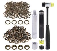 Glarks Lot de 124 œillets en bronze de 1,27 cm avec ensembles d'outils, 120 œillets avec 4 outils d'installation pour tissu, toile, rideau, vêtements, réparation et décoration du cuir