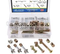 Glarks Lot de 125 écrous de fixation 3 en 1 pour boulons de meubles, vis à vis hexagonales, écrous et vis à came, écrous de cheville et roue excentrique pour berceaux, armoires, tiroirs et chaises