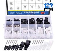 Glarks Lot de 132 serre-câbles de 6 tailles 6,35 mm à 2,5 cm en nylon noir et blanc avec 132 vis pour câble, conduit et kit de conduits de câbles