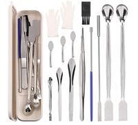 Glarks Lot de 14 micro cuillères de laboratoire de remplissage de capsules, cuillère d'échantillonnage, spatule de mélange, spatule de laboratoire, petite spatule de mélange pour poudres
