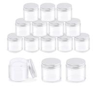 Glarks Lot de 15 bocaux ronds en verre transparent de 56,7 g avec couvercle intérieur et couvercles en aluminium argenté pour ranger crèmes, produits de beauté, cosmétiques et pommades
