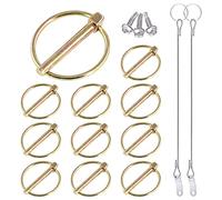 Glarks Lot de 15 broches Lynch de 6,35 mm x 4,5 cm avec cordon de serrage, 10 clips de goupille de verrouillage Lynch et 2 câbles en acier inoxydable 304 avec anneau de dégagement rapide pour