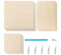 Glarks Lot de 15 feuilles de bois de tilleul brut de 3 tailles différentes - Parfaites pour le modélisme, la gravure sur bois, les projets de bricolage, le dessin et les décorations en bois