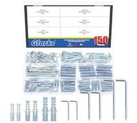 GLARKS Lot de 150 crochets à vis M2.8/3.7/3.8 argentés en forme de L avec kit de boucle de sécurité, comprend 75 crochets à angle droit, 75 tubes d'extension en plastique, crochet autotaraudeuse à