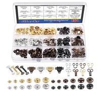 Glarks Lot de 152 paires de crochets et œillets de couture avec kit de boutons-pression à coudre, 4 couleurs de fermetures à crochets et œillets, boutons pression, soutien-gorge, chemise