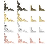 Glarks Lot de 160 protections d'angle en métal 4 couleurs - 2 styles - Pour scrapbooking, menus, albums, cahiers, dossiers, coins décoratifs