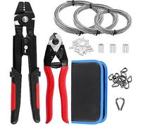 Glarks Lot de 165 outils de sertissage de câble métallique jusqu'à 2,2 mm et coupe-câble et câble métallique avec virole à double baril en aluminium et manchon de boucle de sertissage et cosses de