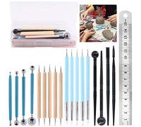 Glarks Lot de 19 outils de sculpture pour argile comprenant des outils de modelage en plastique, un stylet à bille, des stylos à pointe en silicone, coloriage, nail art