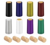 Glarks Lot de 190 capsules thermorétractables en PVC et bouchons de vin, 8 couleurs de film rétractable et 30 bouchons droits naturels pour bouteilles de vin, décorations artisanales