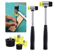Glarks Lot de 2 maillets de marteau souple double face de 25 mm/35 mm avec 4 têtes de rechange, marteau à double tête en plastique et caoutchouc pour travaux manuels en cuir, montres, bijoux