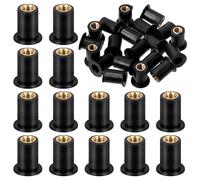Glarks Lot de 20 écrous de puits en caoutchouc noir M5 pour canoë, bateau, kayak