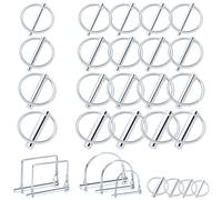 Glarks Lot de 20 goupilles de verrouillage en forme de O, 6 x 45 mm, 4,5 x 38 mm, 11 x 45 mm, 8 x 45 mm, goupilles de prise de force d'attelage pour mécaniciens, voitures