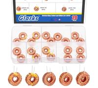 Glarks Lot de 20 inducteurs toroïdes de 5 tailles, 22UH-10A 50UH-5A 100UH-6A 220UH-5A 330UH-3A Bobine de cuivre d'inductance toroïdale, inducteur magnétique toroïde pour transformateurs DIY Circuit